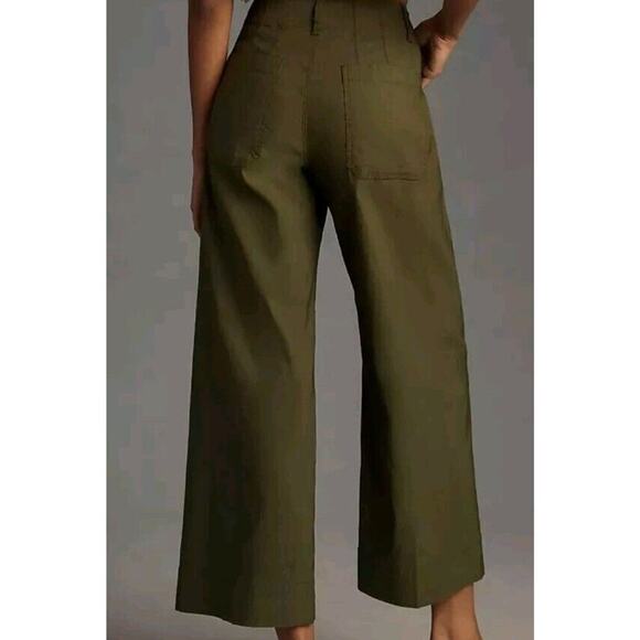 Anthropologie Maeve The Colette Wide Leg Moss Green Pants...